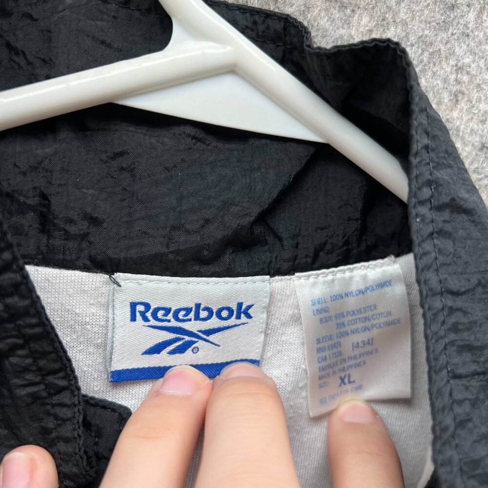 Reebok Jacket Mens XL Black White Full Zip Windbreaker Bomber Vintage 90s Track - Picture 5 of 11